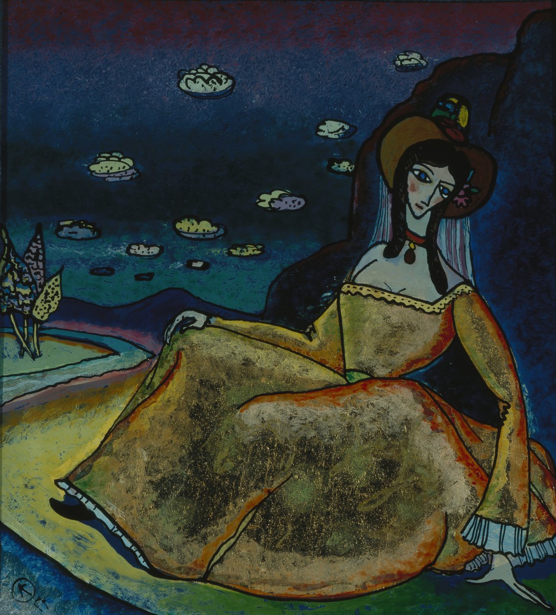 Signora in abito dorato, 1917 da Wassily Kandinsky