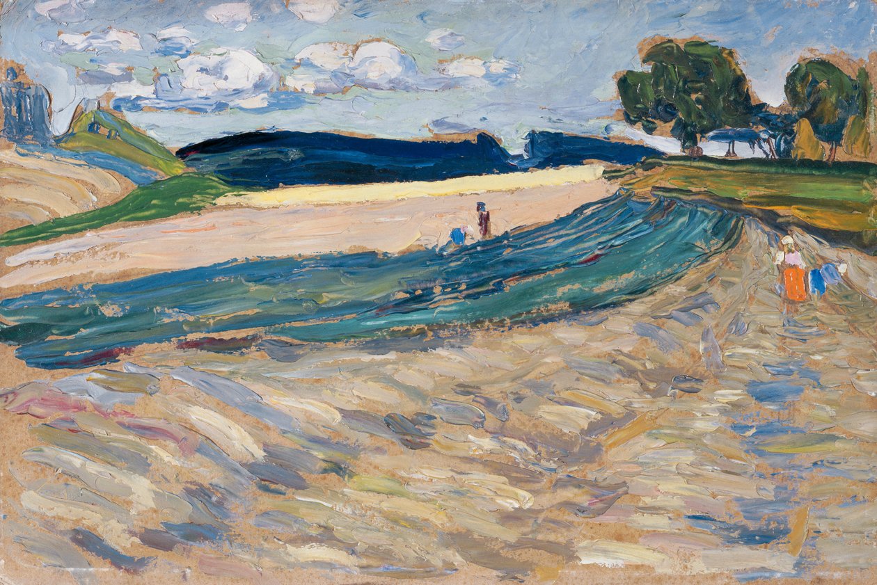 Paesaggio con campo giallo da Wassily Kandinsky