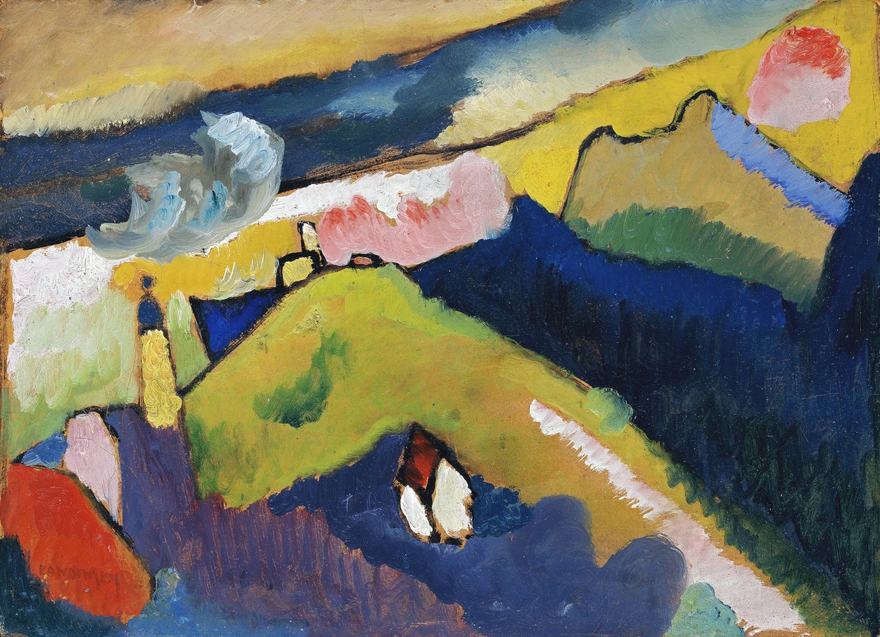 Murnau. Paesaggio montano con chiesa da Wassily Kandinsky