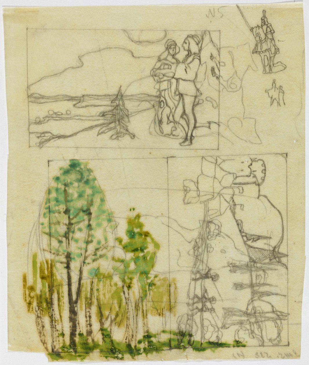 Foglio di schizzi con temi medievali da Wassily Kandinsky