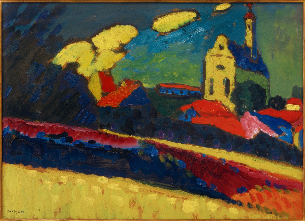 Studio per Murnau – Paesaggio con chiesa I da Wassily Kandinsky