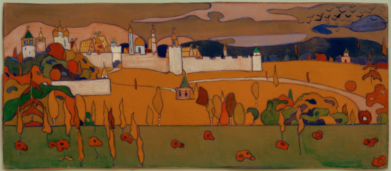 Città murata in paesaggio autunnale da Wassily Kandinsky