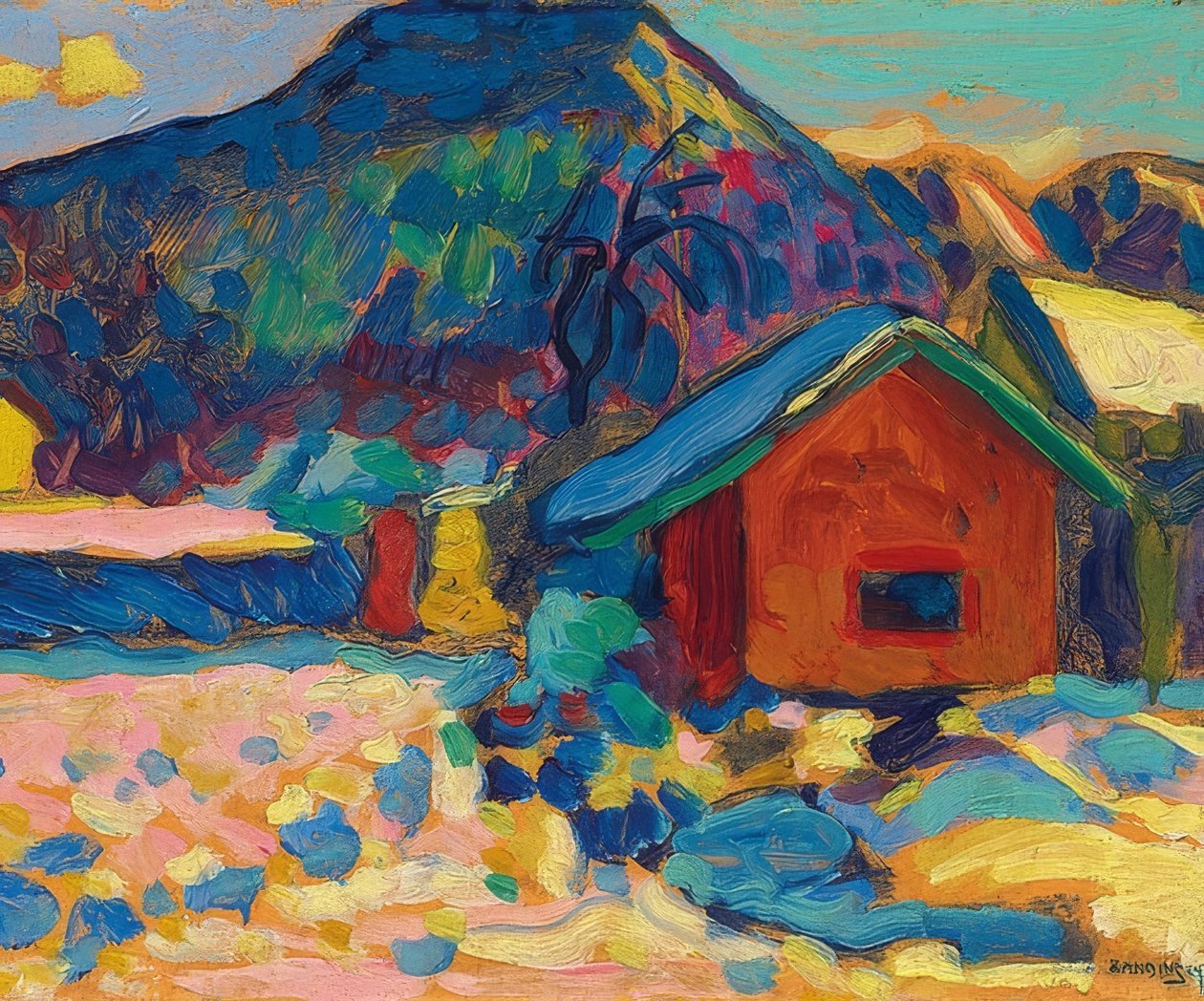 Studio invernale con montagna da Wassily Kandinsky
