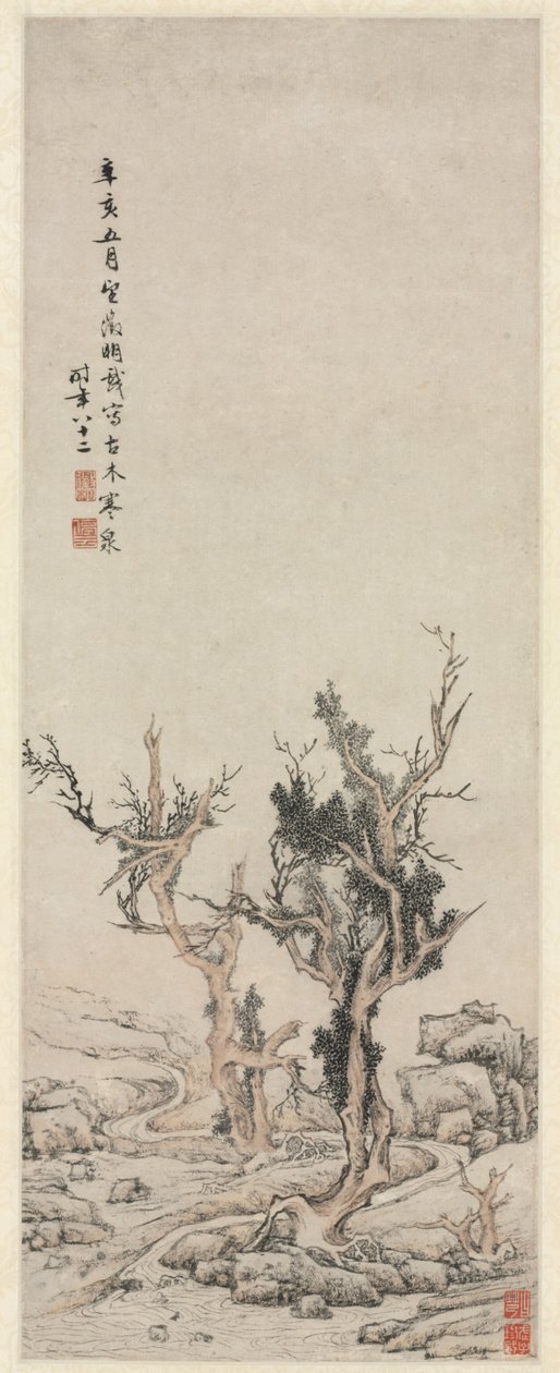 Vecchi alberi vicino a un ruscello invernale da Wen Zhengming