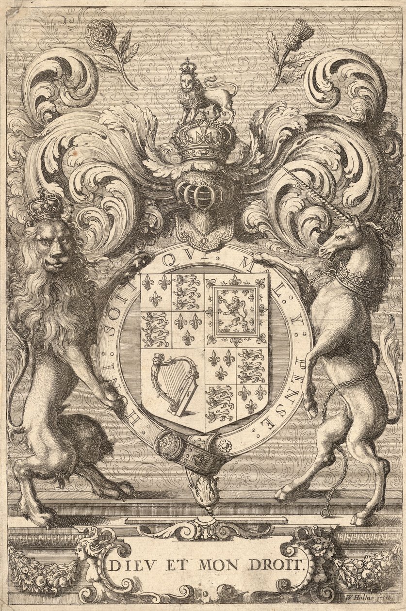 Stemma reale inglese (1660 – 1689) (Stato 2) da Wenceslaus Hollar
