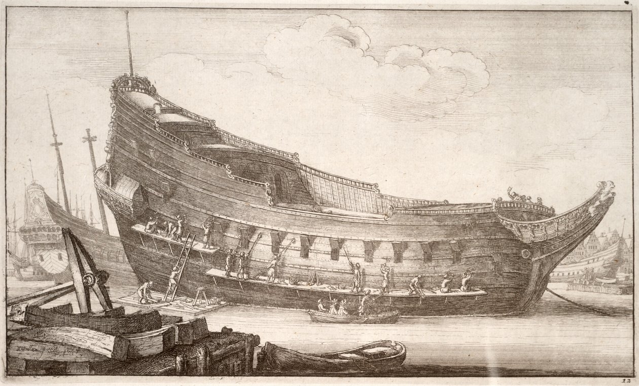 Allestimento di uno scafo. Stato 3 da Wenceslaus Hollar