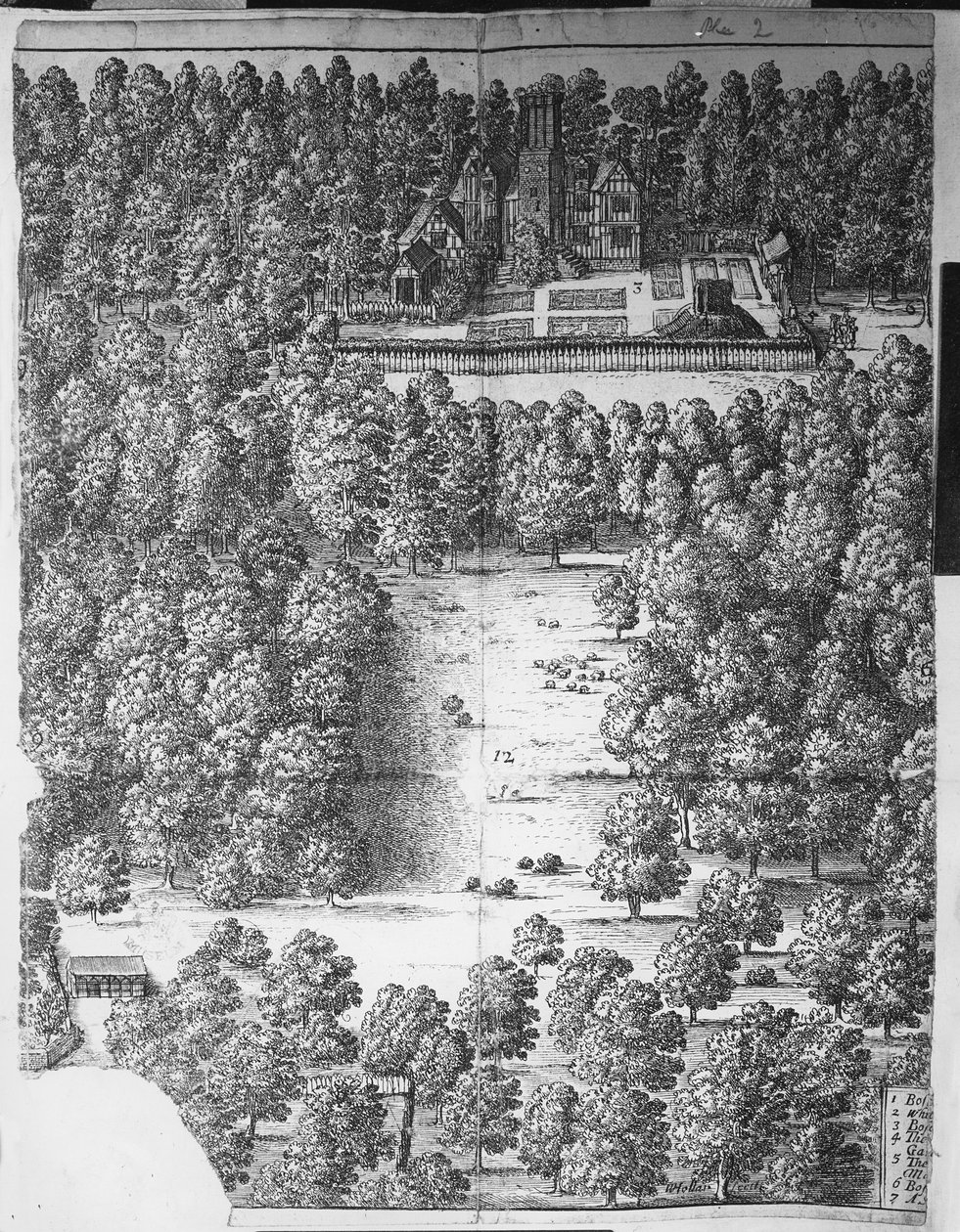 Boscobel House e Park, 1651 da Wenceslaus Hollar