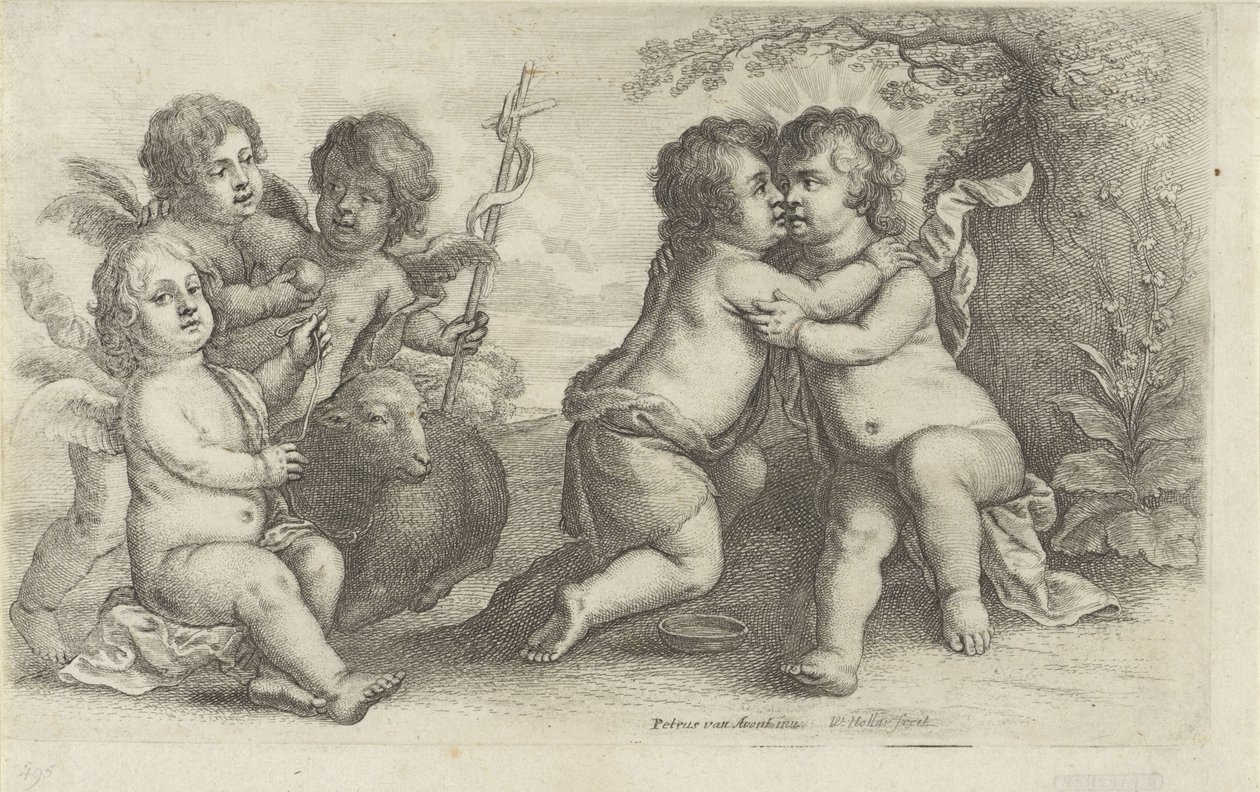 Cristo, Giovanni e tre cherubini (Paedopaegnion) da Wenceslaus Hollar
