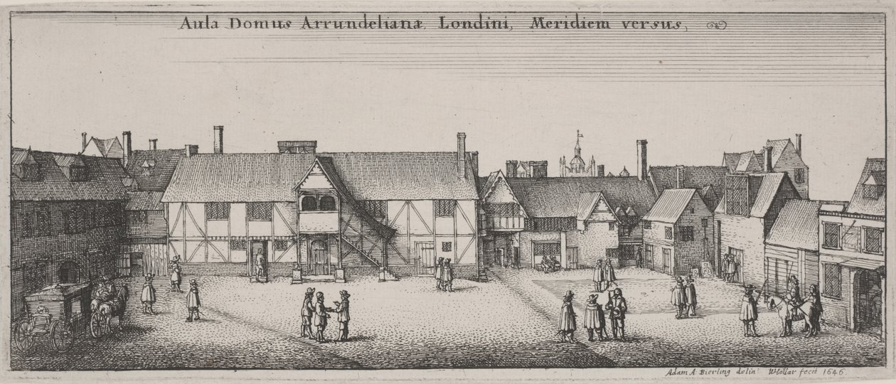 Cortile di Arundel House, dal sud da Wenceslaus Hollar
