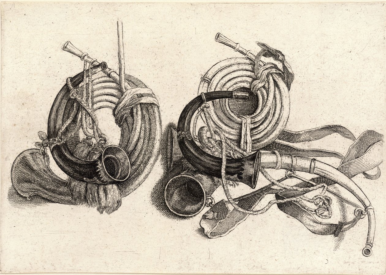 Cinque corni da caccia da Wenceslaus Hollar