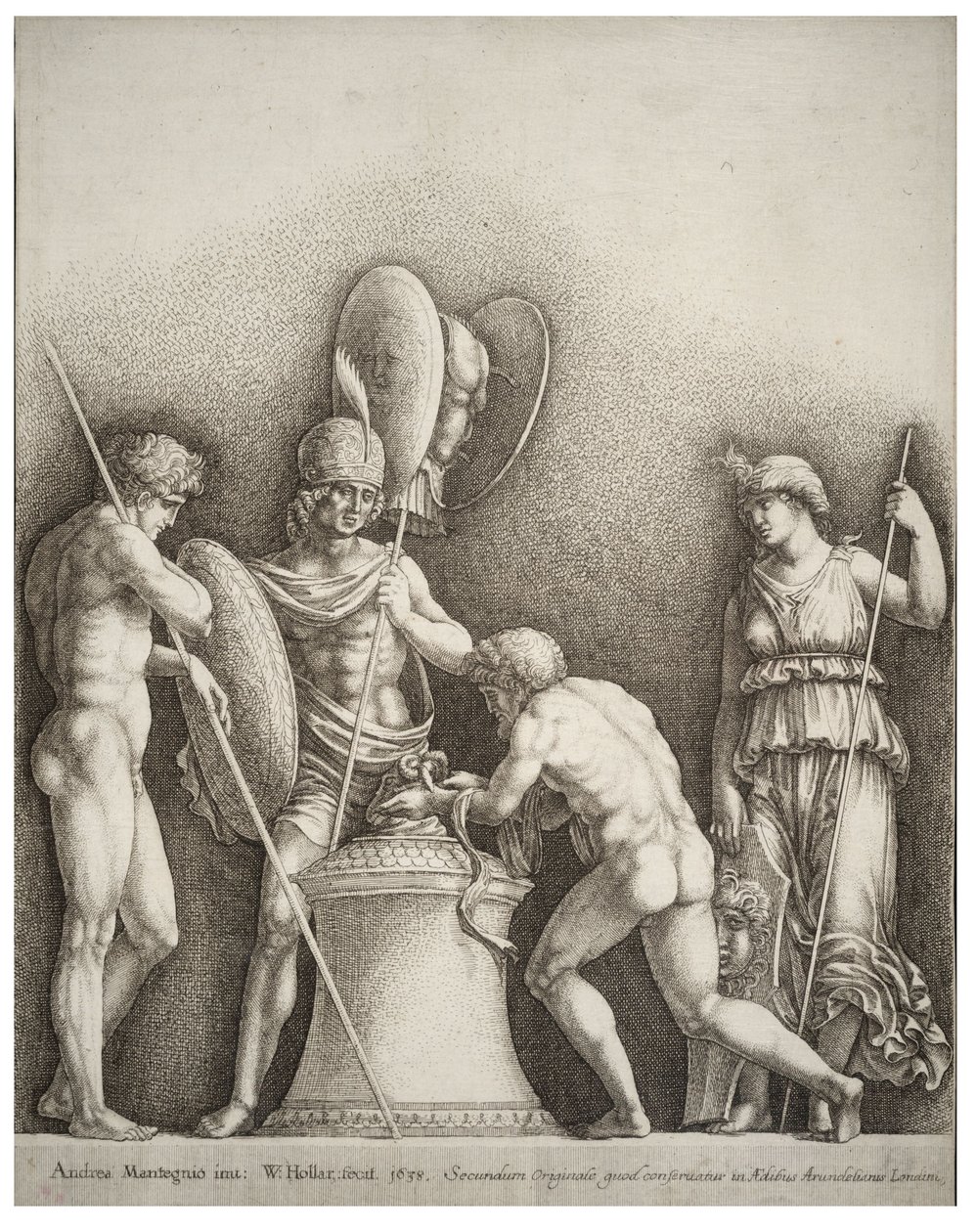 Quattro figure classiche, dopo Mantegna da Wenceslaus Hollar