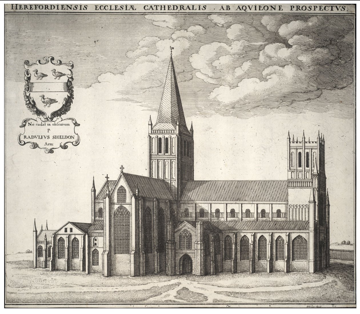 Cattedrale di Hereford da Wenceslaus Hollar