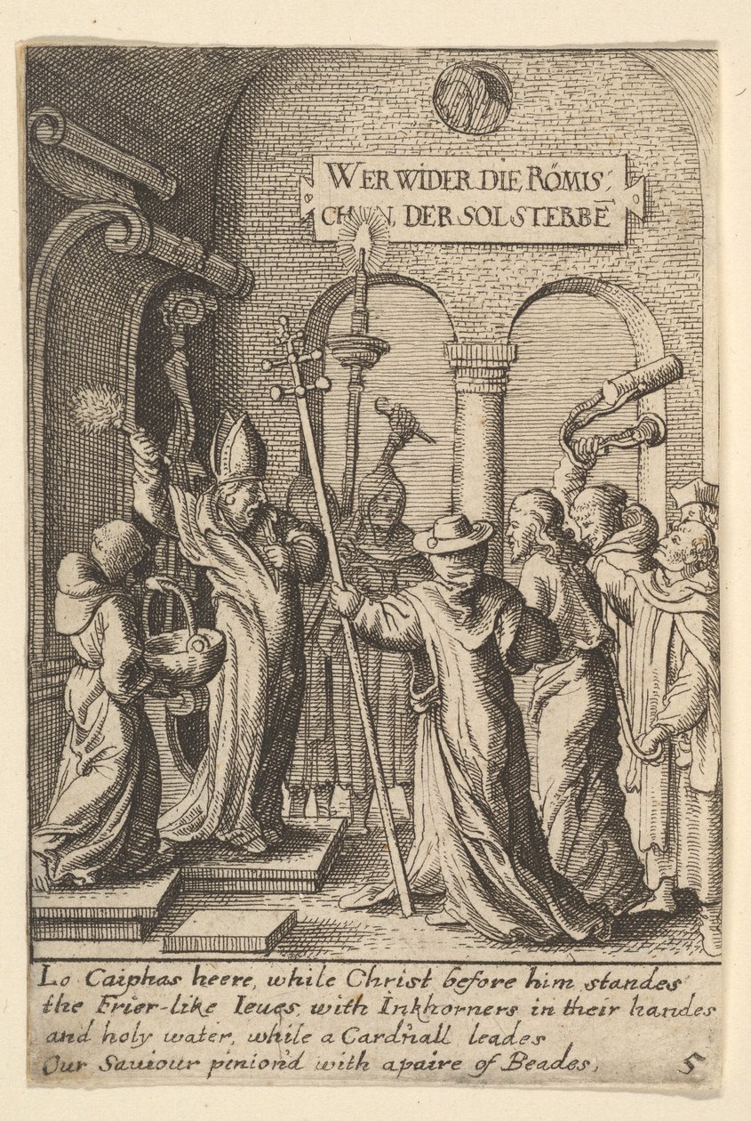 Gesù davanti a Caifa, 1625-77 da Wenceslaus Hollar