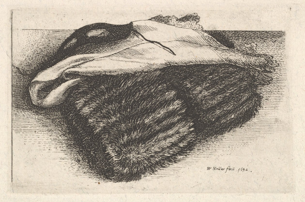 Muff, fazzoletto bianco e maschera da Wenceslaus Hollar
