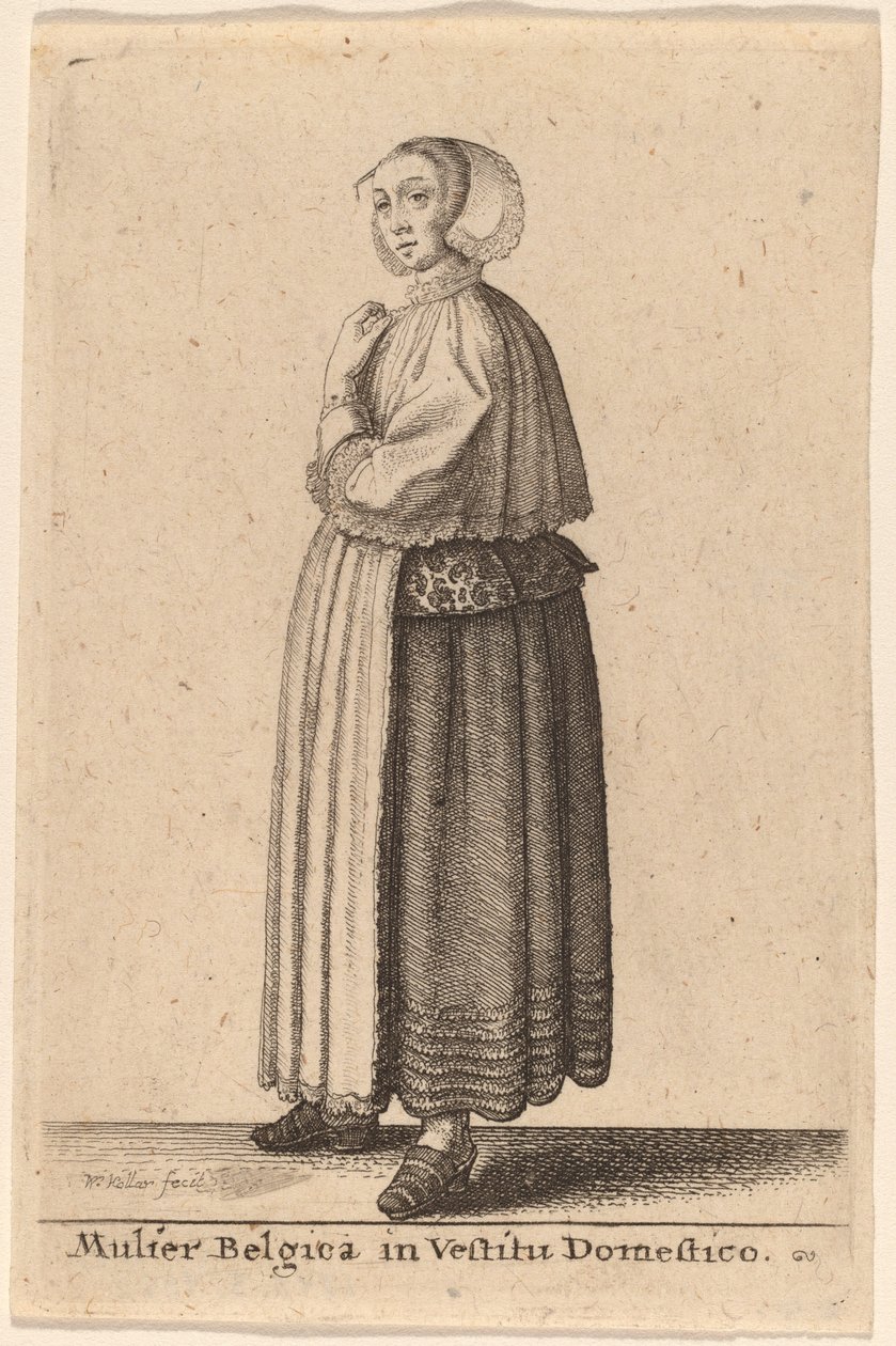 Donna Belga in Abito Domestico da Wenceslaus Hollar