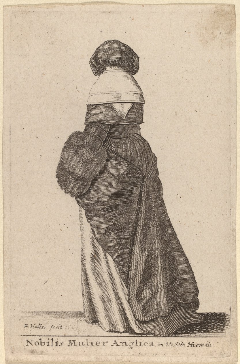 Nobilis Mulier Anglica, in Vestitu Hiemali da Wenceslaus Hollar