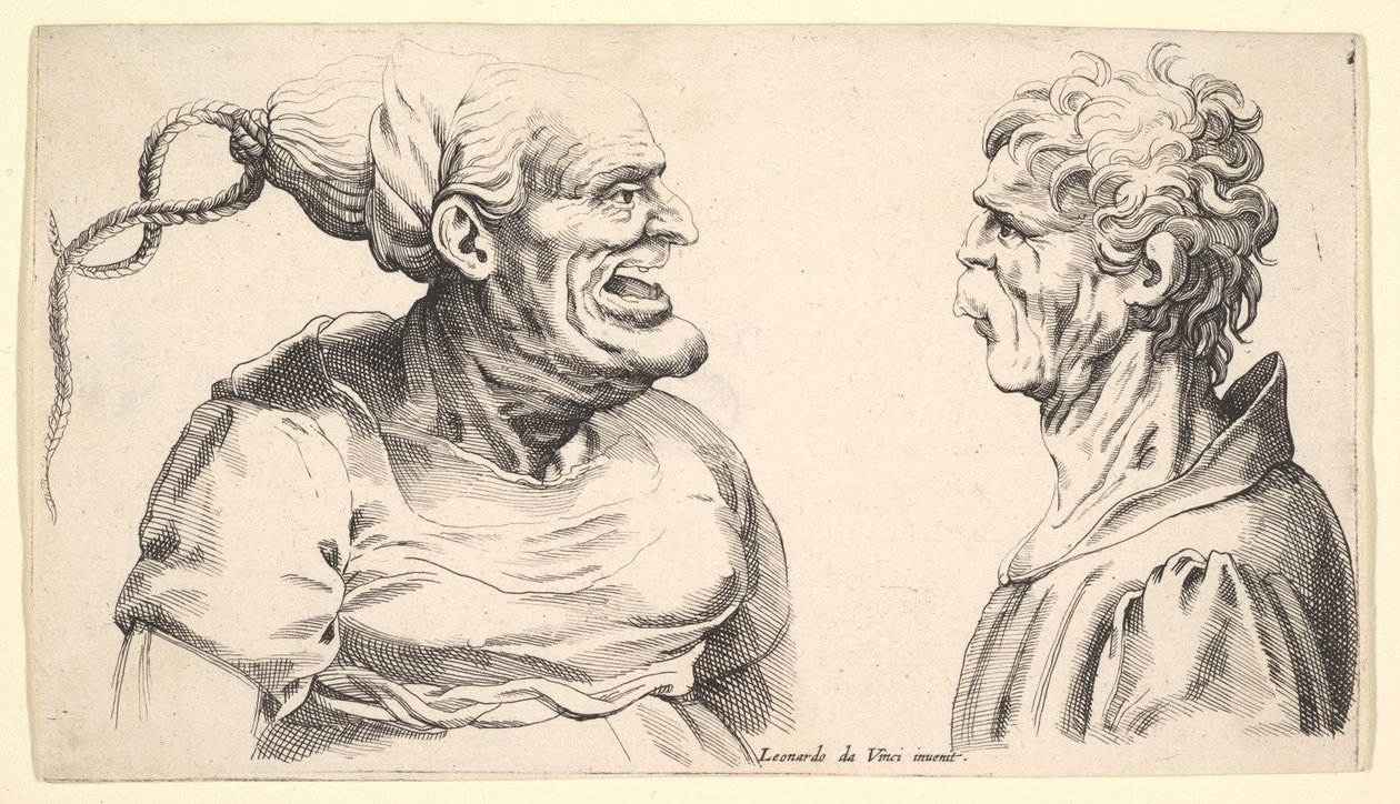 Due teste deformi da Wenceslaus Hollar