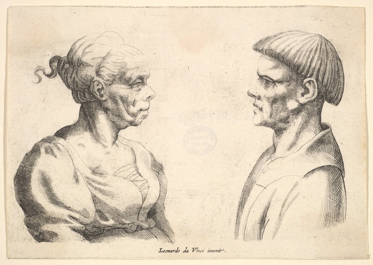 Due teste, 1625-77 da Wenceslaus Hollar