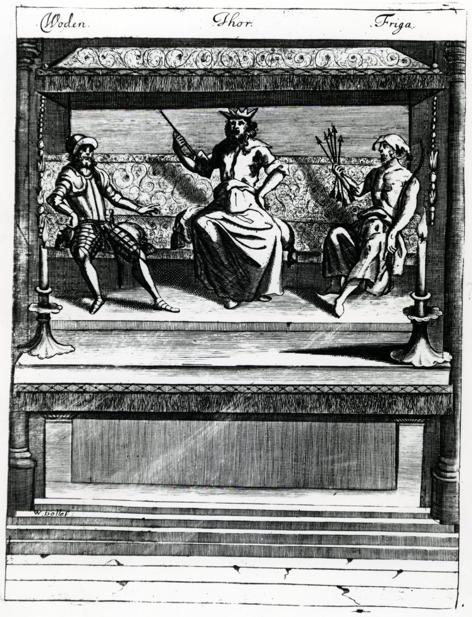 Woden, Thor e Friga da Wenceslaus Hollar