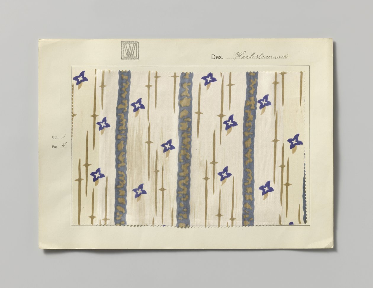 Campione di seta stampata, disegno Herbstwind da Wiener Werkstätte