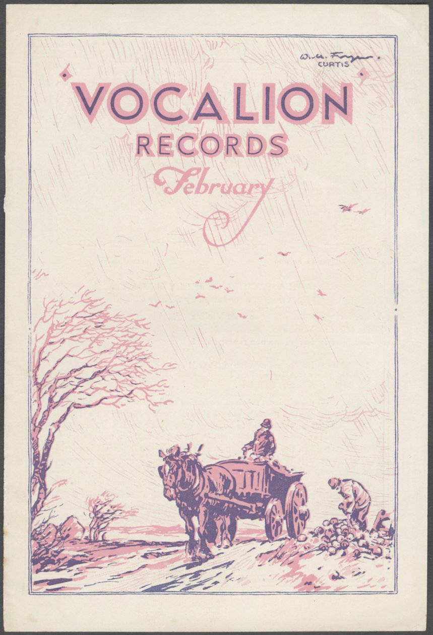 Bollettino dei dischi Vocalion da Wilfred Fryer, Curtis Advertising Agency
