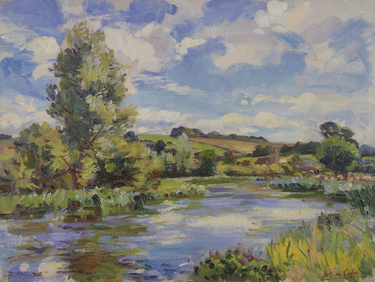 Paesaggio fluviale illuminato dal sole da Wilfred Gabriel de Glehn