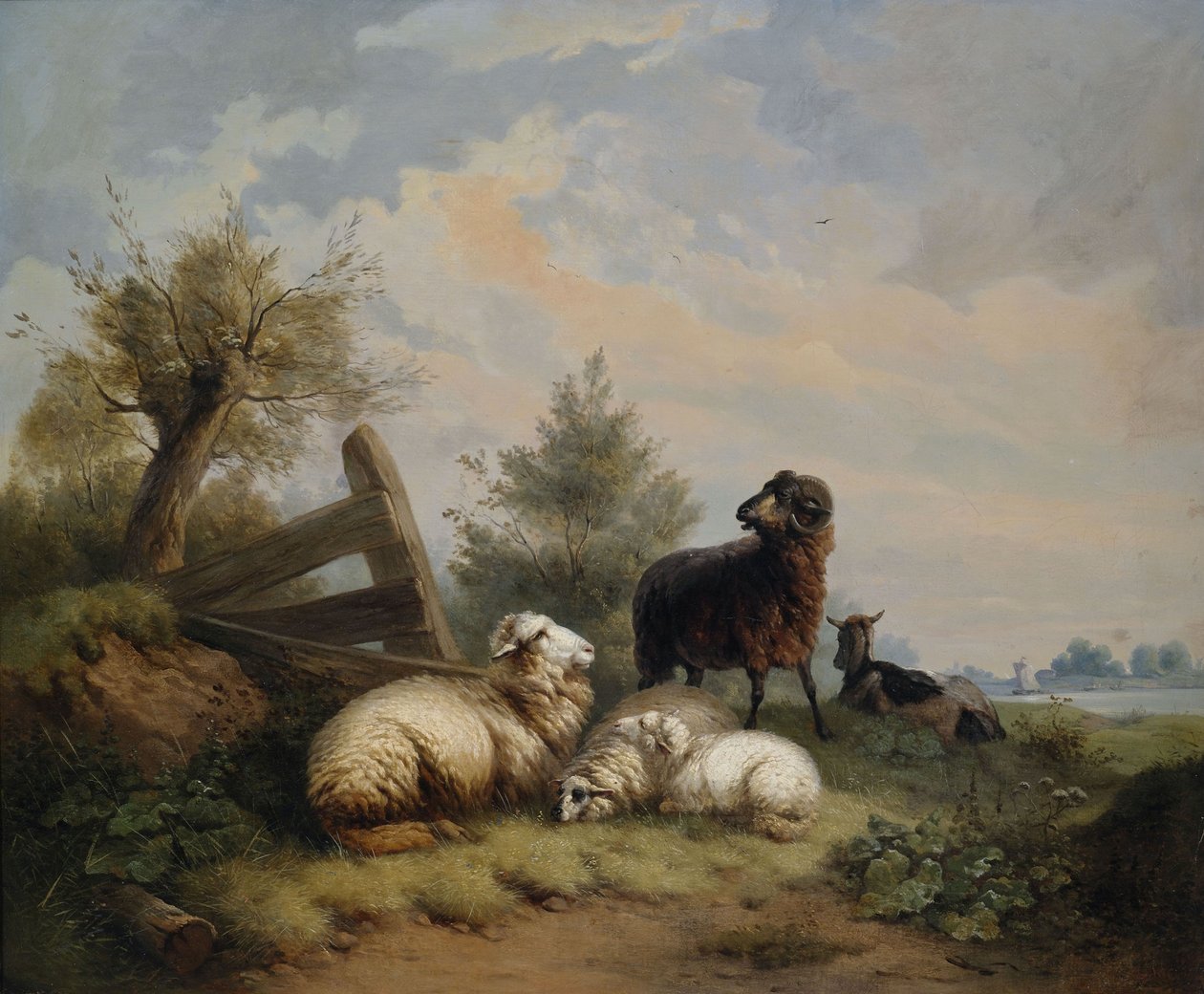 Pecore, ariete e capra al recinto da Wilhelm Melchior