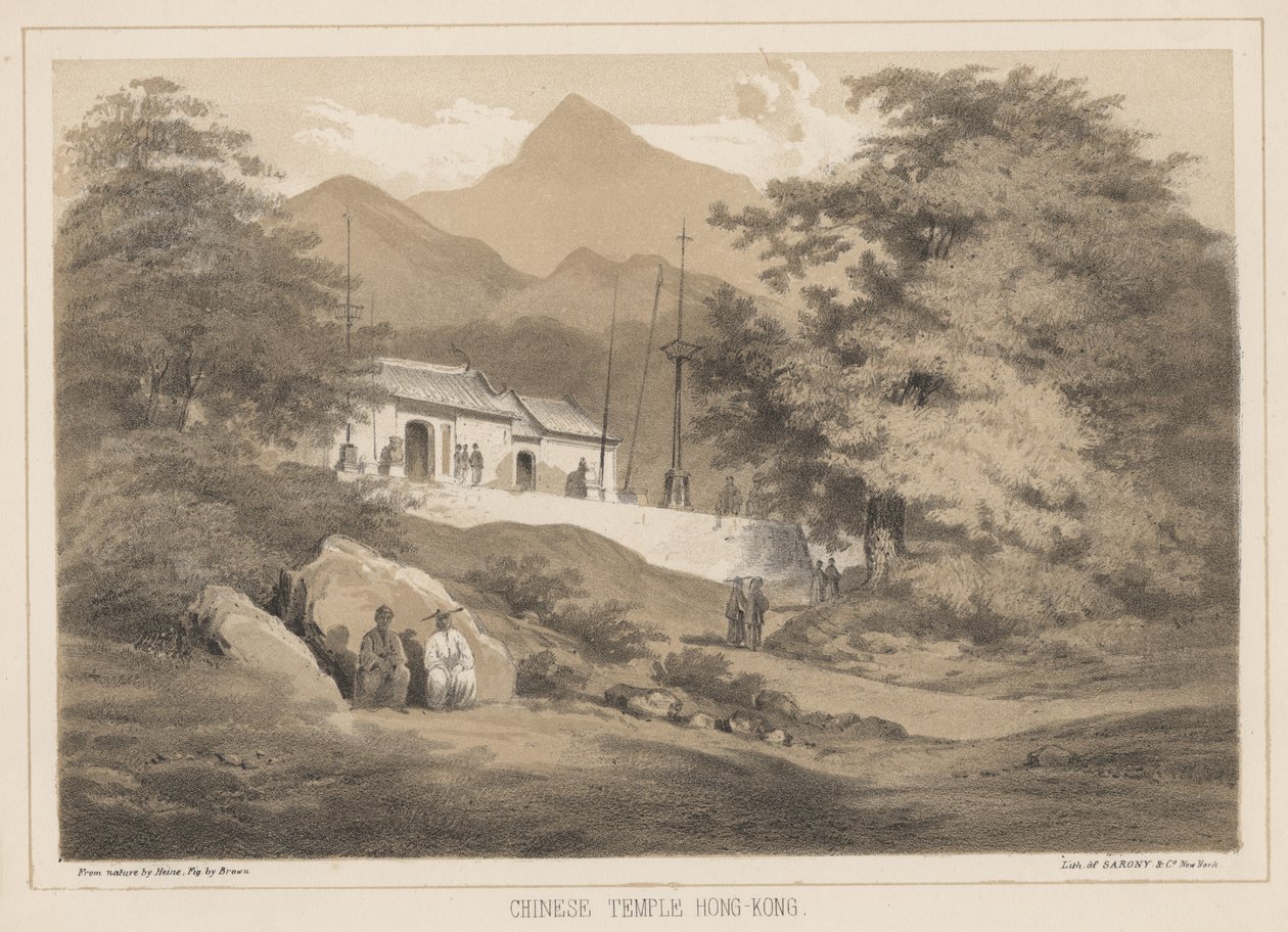 Tempio cinese, Hong Kong, 1855 da Wilhelm Joseph Heine