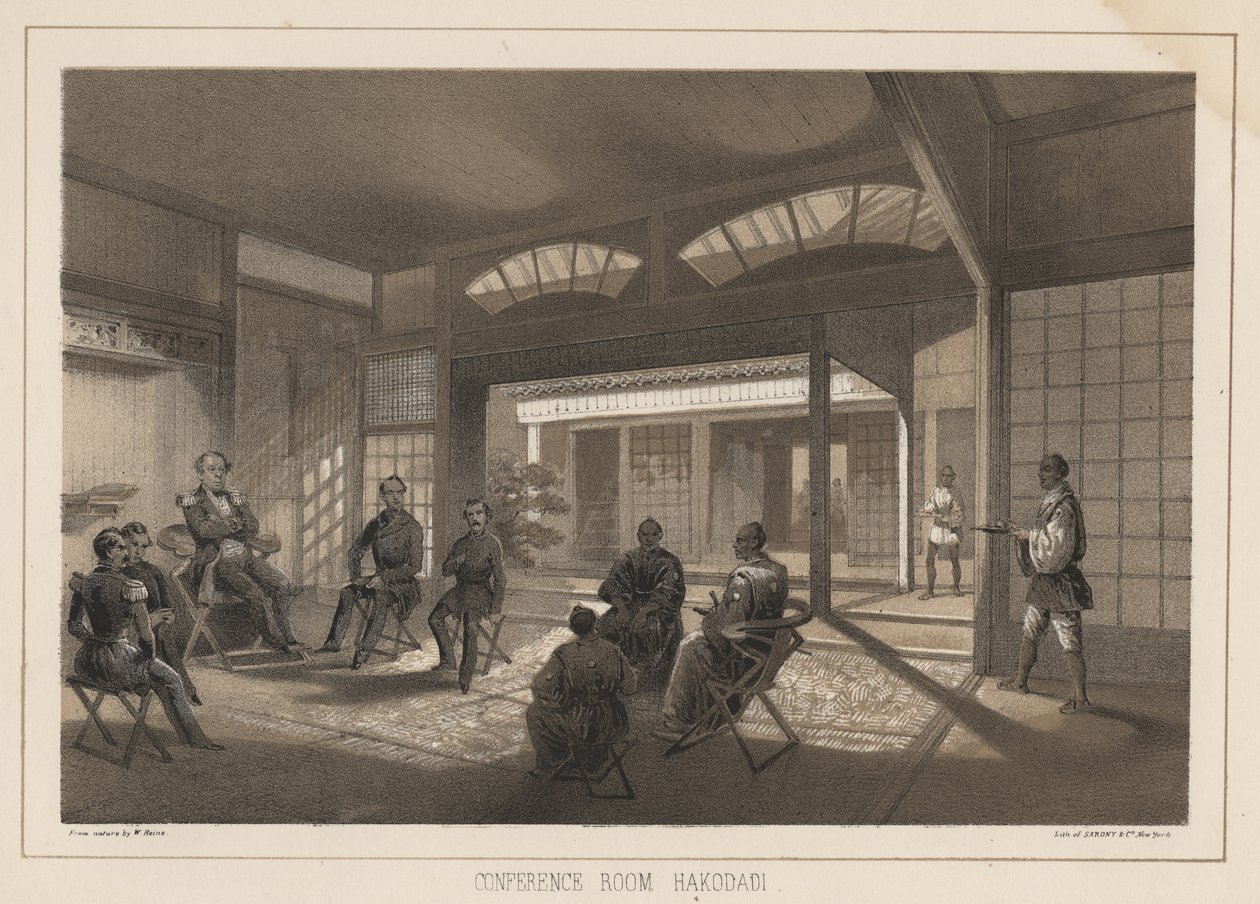 Sala conferenze, Hakodadi, 1855 da Wilhelm Joseph Heine