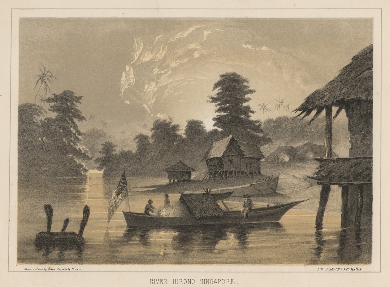 Fiume Jurono, Singapore, 1855 da Wilhelm Joseph Heine