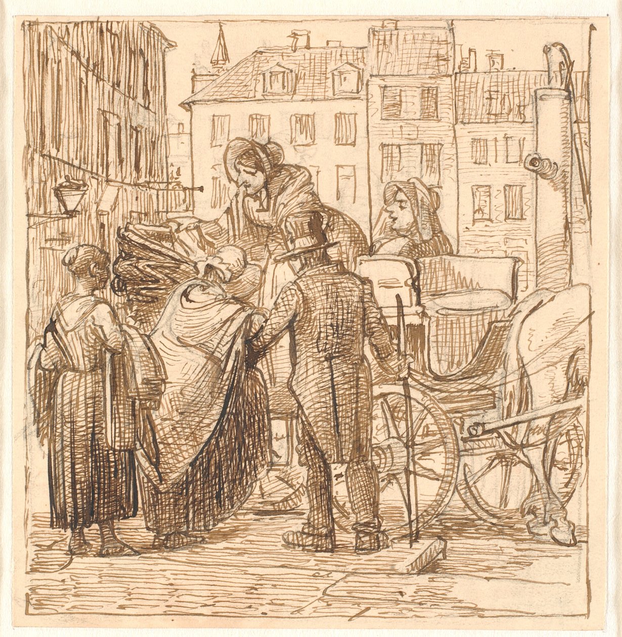 Le signore salgono sulla carrozza a Hanserplads da Wilhelm Marstrand