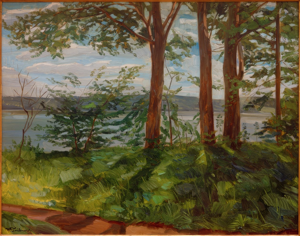 Paesaggio sul lago di Starnberg con tre alberi da Wilhelm Trübner