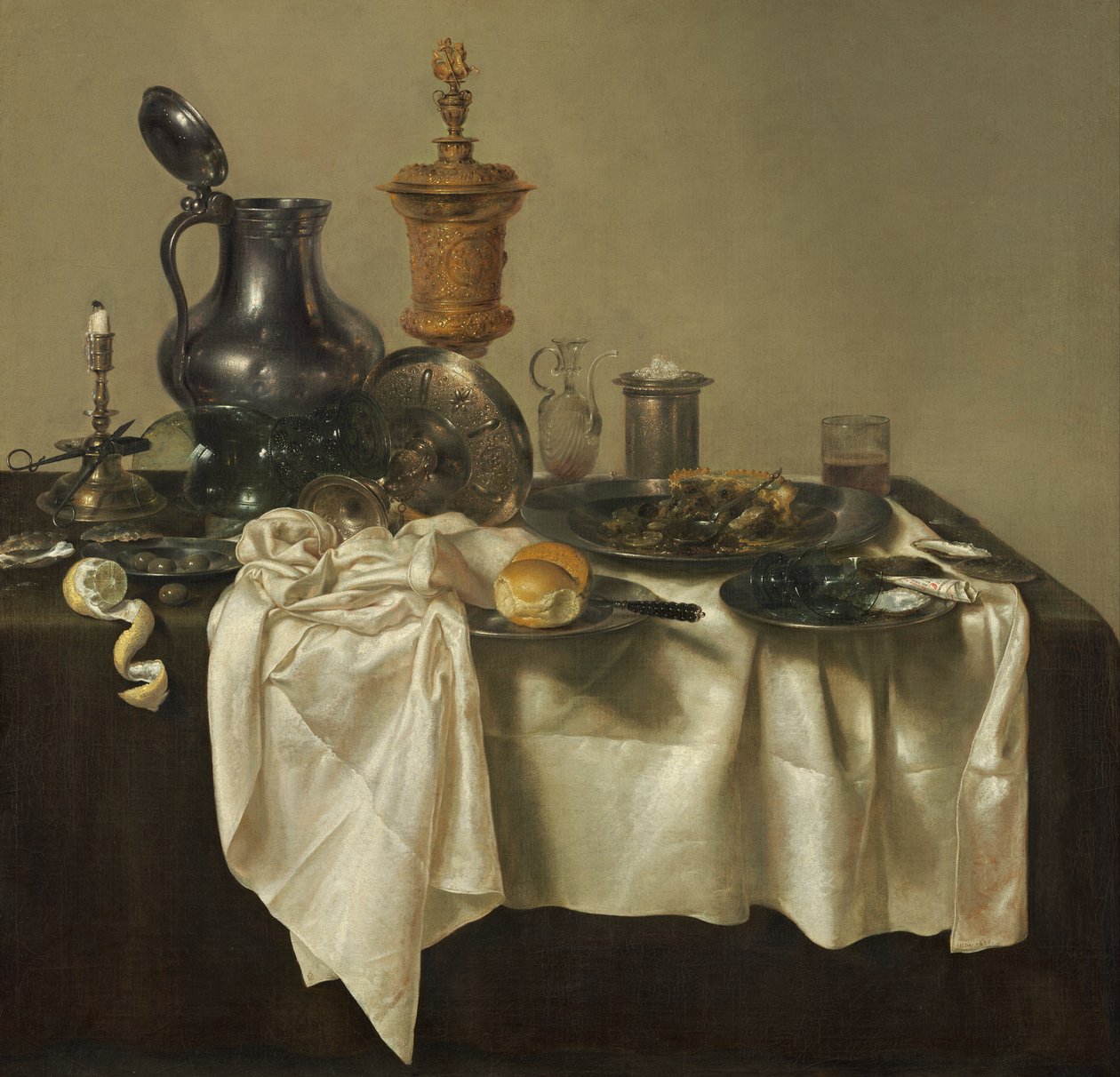 Pezzo di banchetto con torta di carne da Willem Claesz. Heda