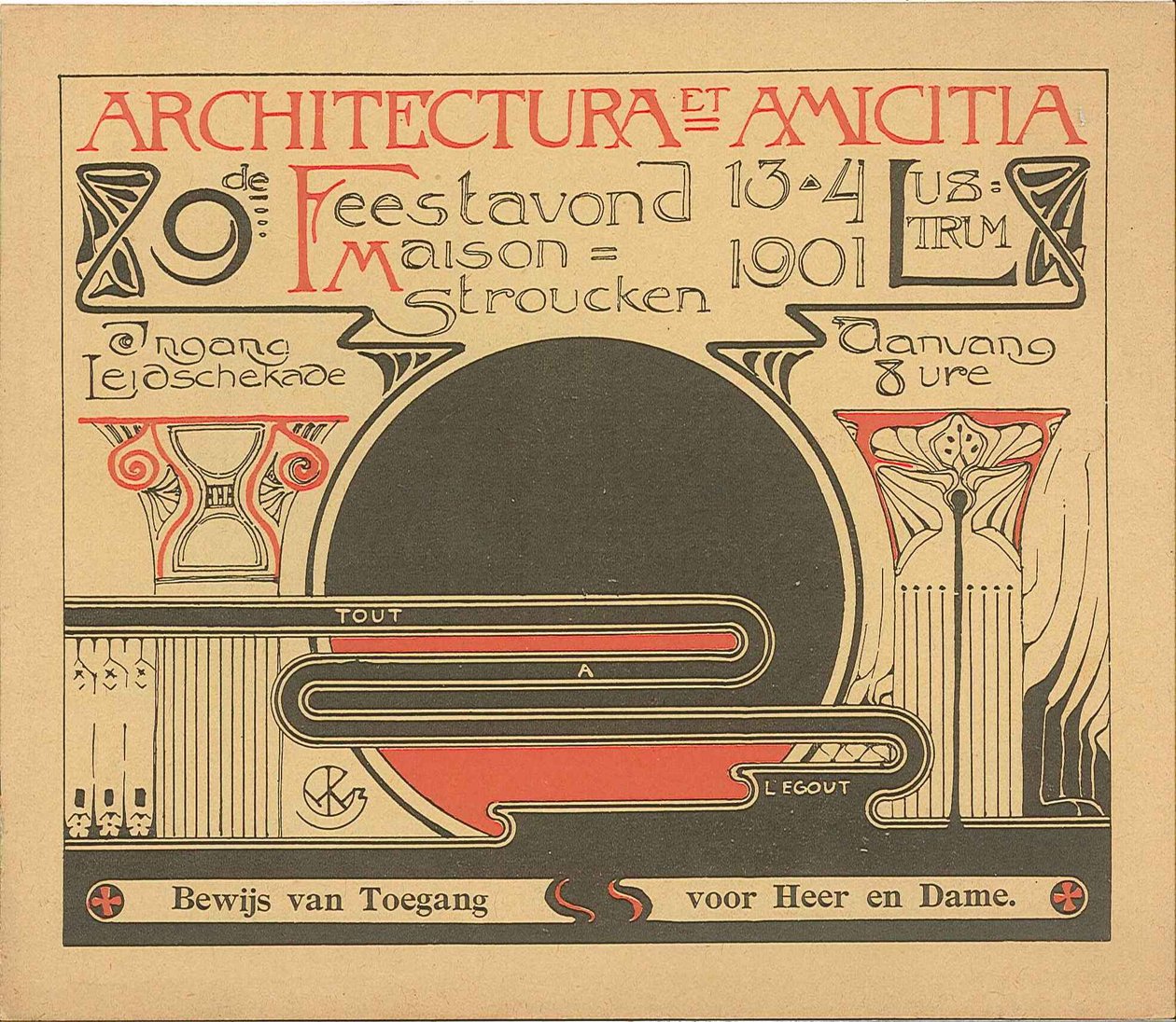 Prova di accesso per la serata di festa del 13 aprile 1901 in occasione del 9° lustro di Architectura et Amicitia da Willem Kromhout