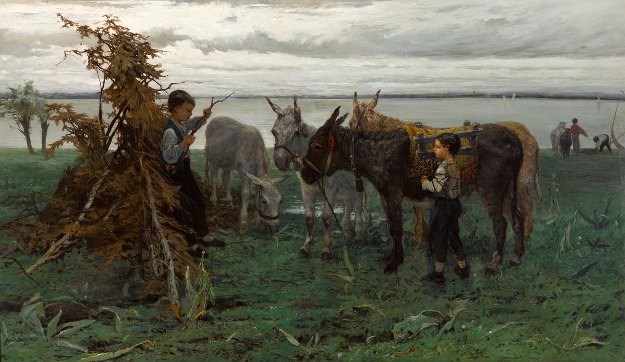 Ragazzi che conducono asini da Willem Maris