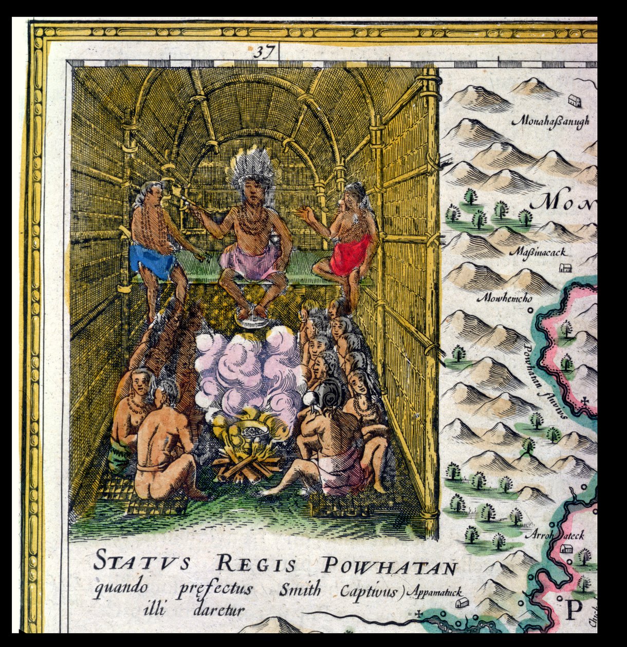 Il Capo della Tribù Powhattan, (dettaglio) da Joan Blaeu