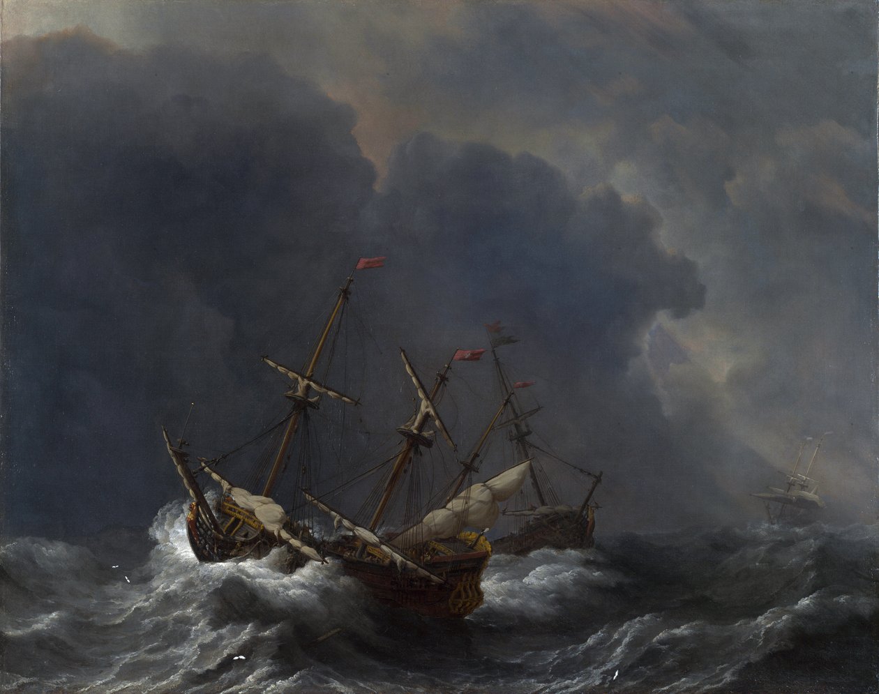 Tre navi in una tempesta da Willem van de Velde the Younger