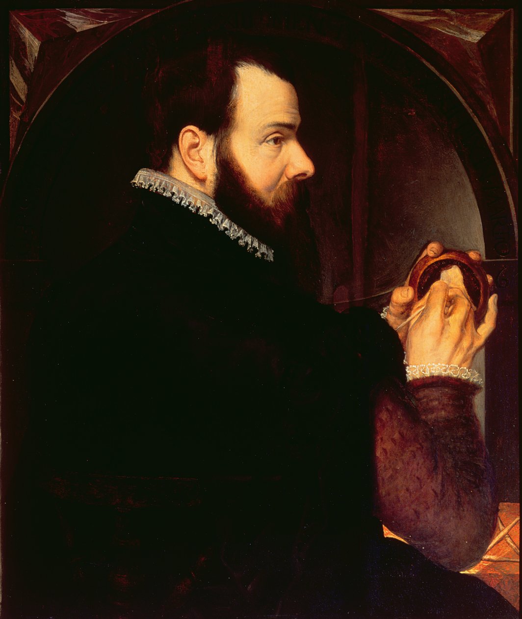 Autoritratto con medaglione di cera, 1564 da Willem van den Broecke