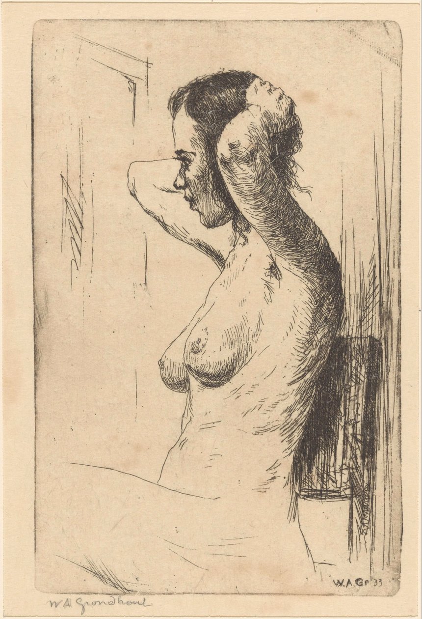 Donna nuda seduta da Willem Adrianus Grondhout (signed by artist)