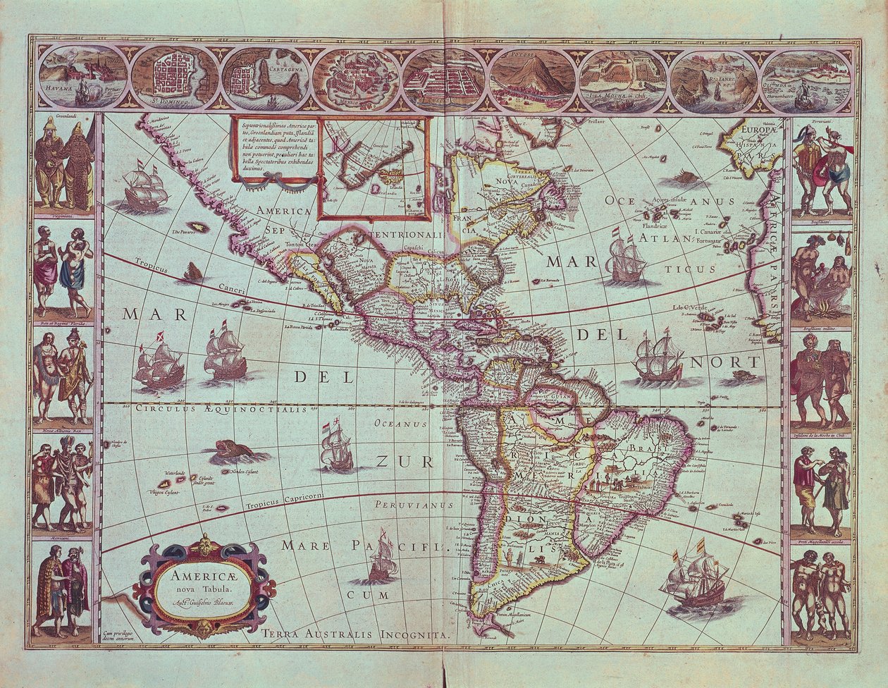 Piatto che raffigura la mappa del Sud America da Willem Blaeu