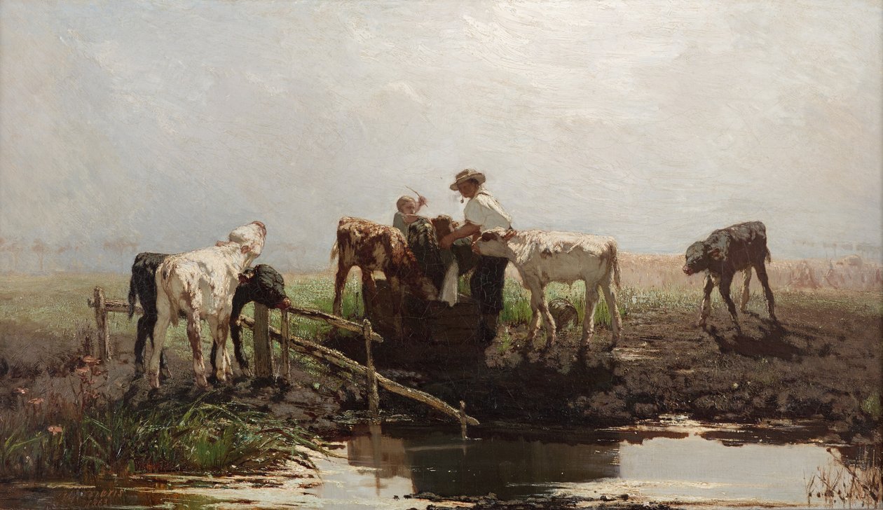 Vitelli a uno Stagno, 1863 da Willem Maris