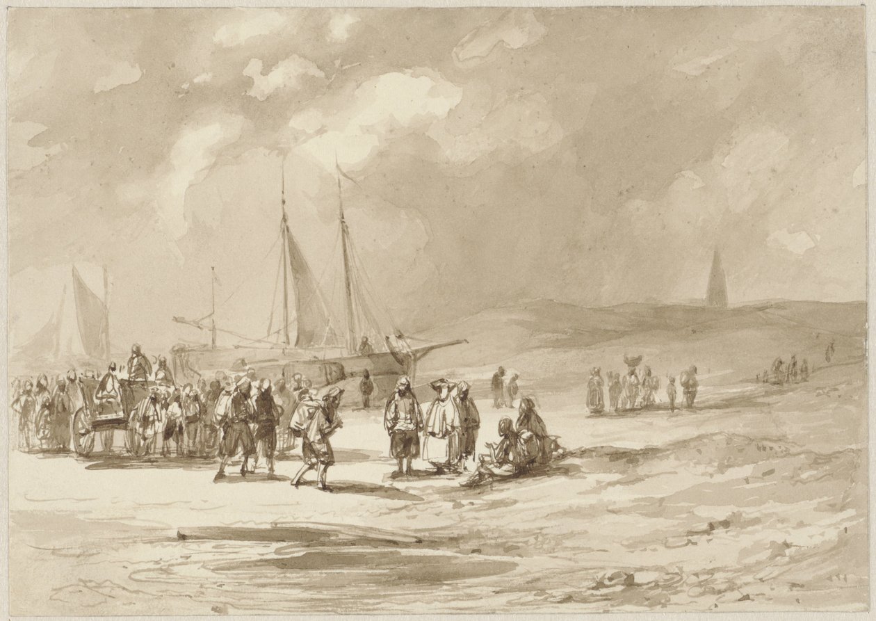 Spiaggia con pescatori da Willem Pieter Hoevenaar