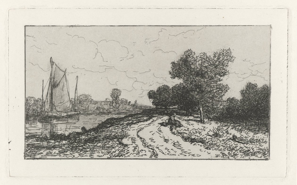 Strada di campagna lungo un canale da Willem Roelofs (I)