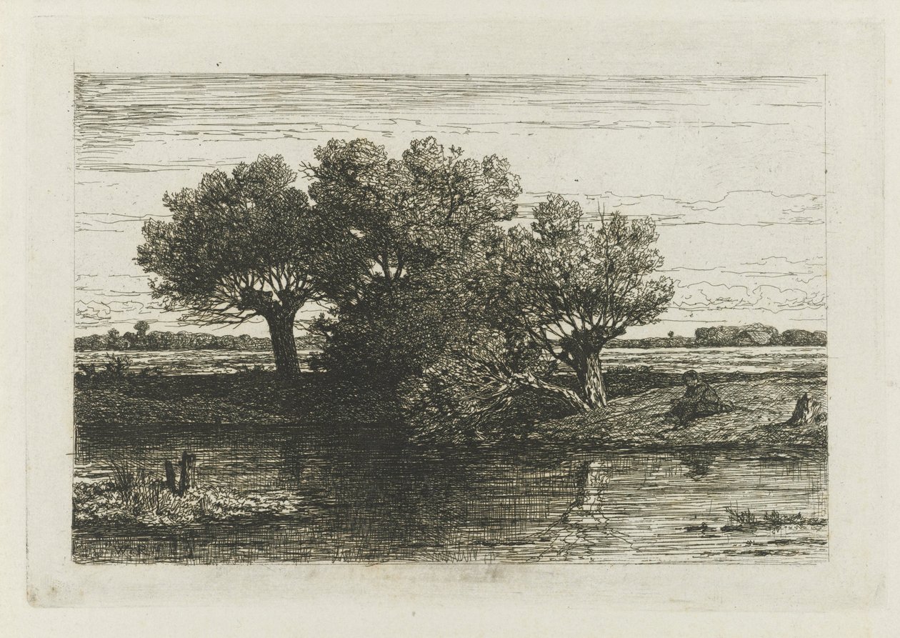 Pescatore presso i salici da Willem Roelofs (I)