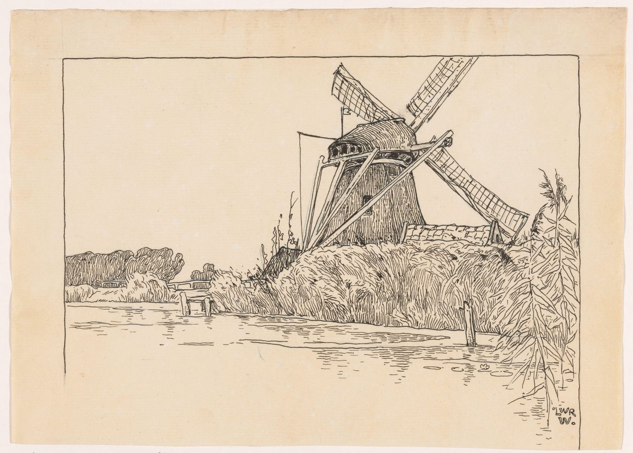 Mulino su una riva da Ludwig Willem Reymert Wenckebach