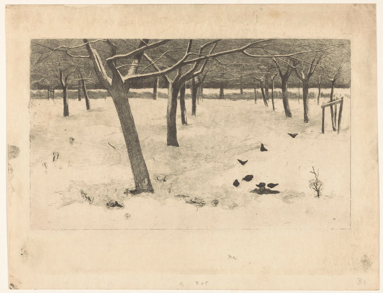 Frutteto innevato con uccelli da Willem Arnoldus Witsen