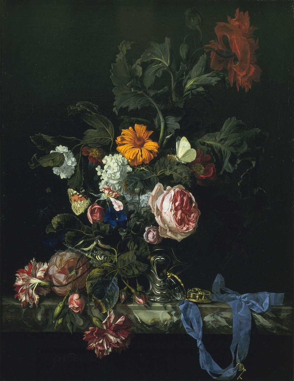 Natura morta floreale con orologio da Willem van Aelst