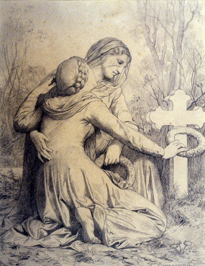 Donne in lutto inginocchiate sulla tomba da William Adolphe Bouguereau