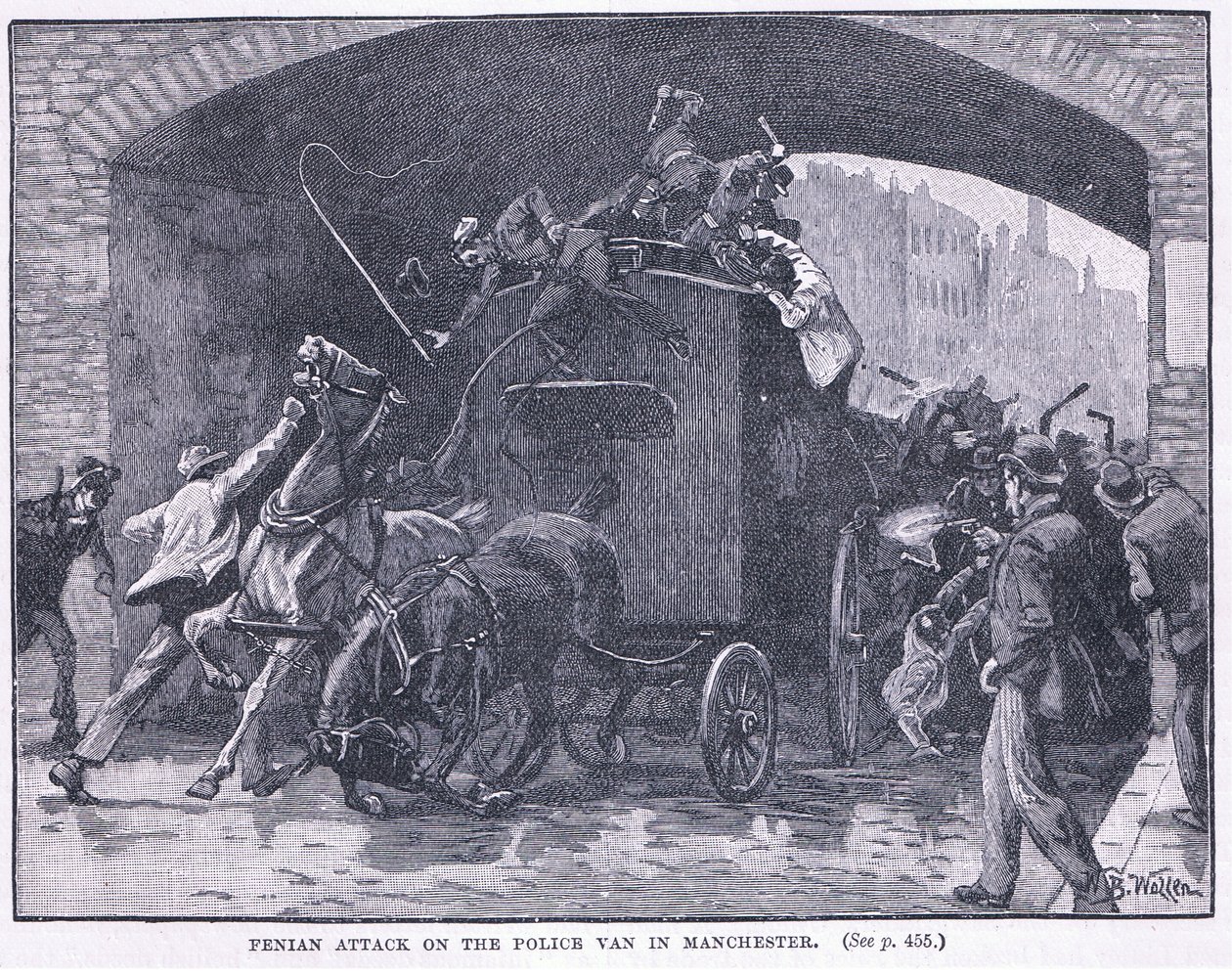 Attacco peniano al furgone della polizia a Manchester, 1867 d.C. da William Barnes Wollen