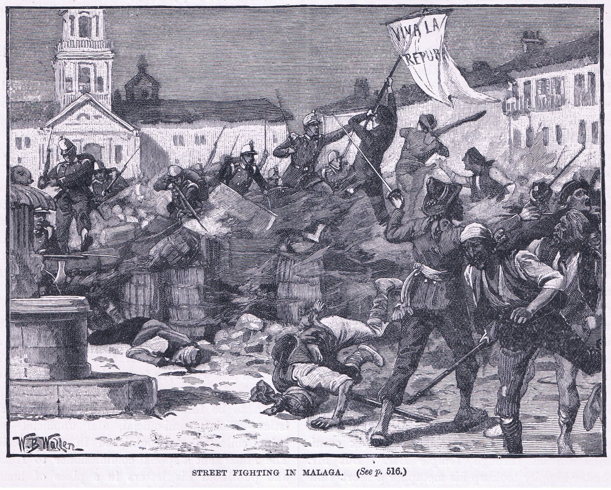 Combattimenti di strada a Malaga 1869 d.C. da William Barnes Wollen
